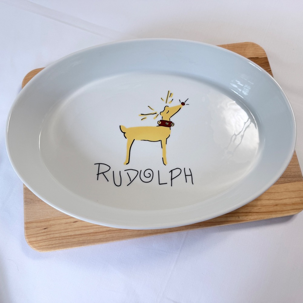 Pottery Barn Reindeer Rudolph Serving Set White Holiday Bowl and Utensils - Picture 11 of 15